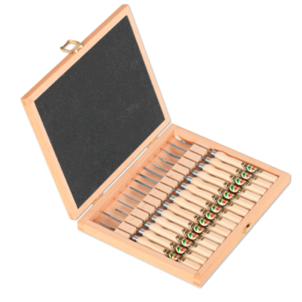 Bộ đục chạm điêu khắc gỗ Kirschen 5414, 14 chi tiết