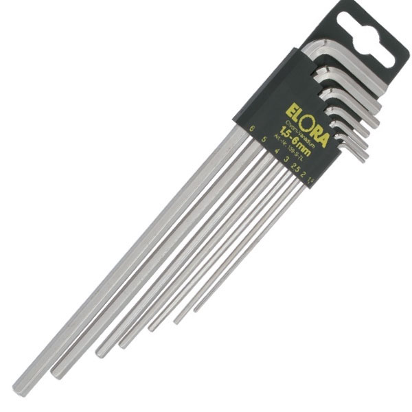 Bộ lục giác chữ L gồm 9 cây hệ mét 1.5-10mm