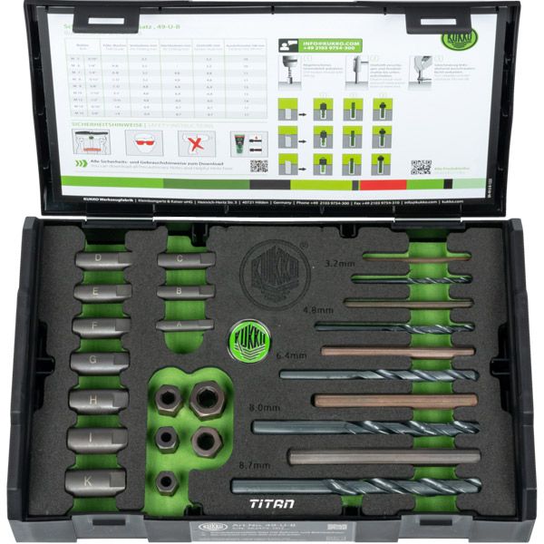 Bộ nhổ bulong gãy 49-U-B, từ M5 - M16 kèm mũi khoan và định tuyến