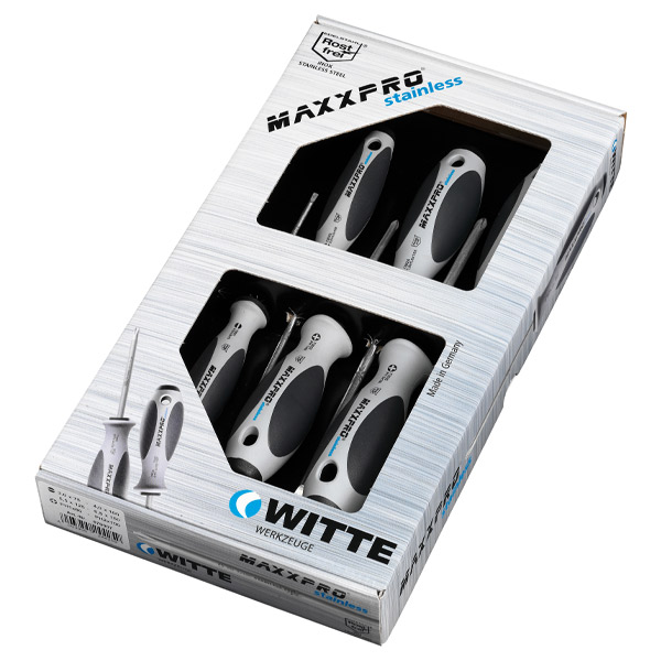 Bộ tua vít inox 05 cây MAXPRO WITTE 670002 3 dẹt và 2 bake
