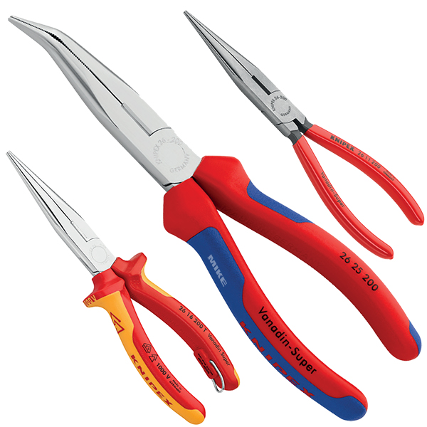 Kìm mỏ nhọn đầu thẳng size 200mm, mũi bán nguyệt, cán bọc nhựa đa màu, mạ chrome