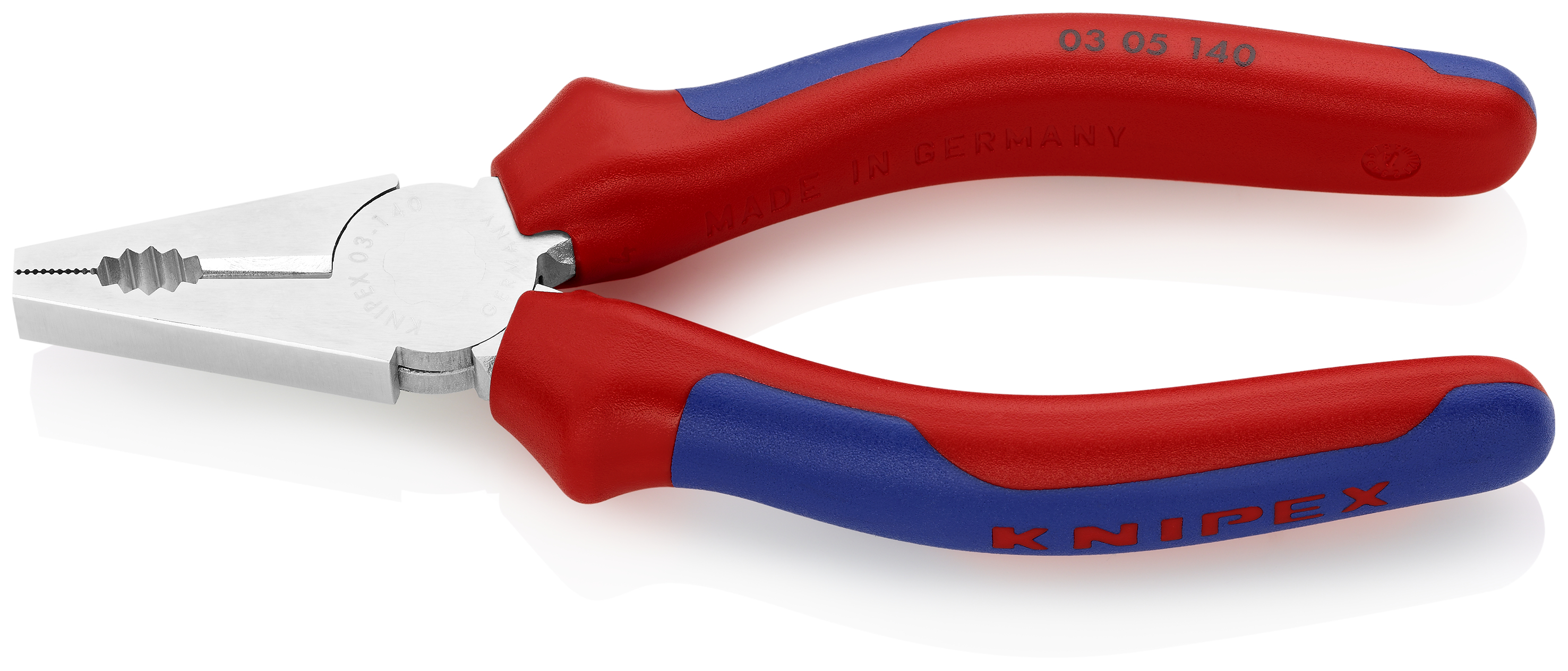 KNIPEX 03 05 140 Combination Pliers 140 mm chrome-plated with comfort handles chrome-plated