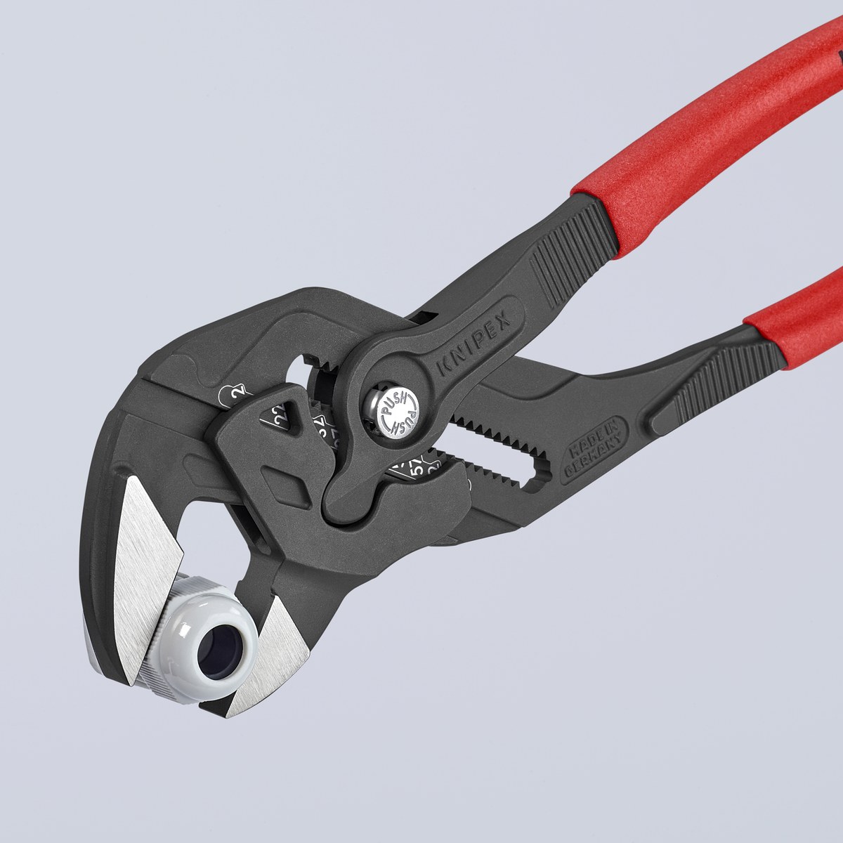 KNIPEX 86 01 300 Pliers Wrench pliers and a wrench in a single tool 300 mm grey atramentized with non-slip plastic coating polished