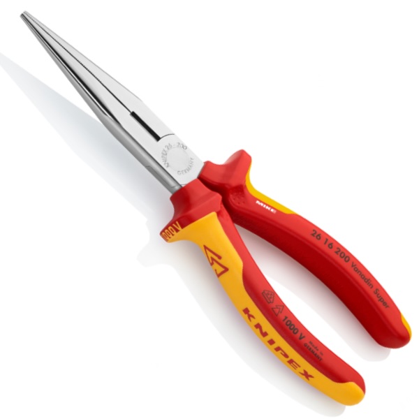 Kìm mỏ nhọn 8 inch KNIPEX 26 16 200, cán bọc cách điện 1000V theo chuẩn VDE
