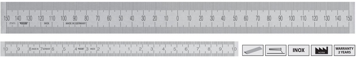 Thước lá inox có số 0 nằm chính giữa VOGEL Germany