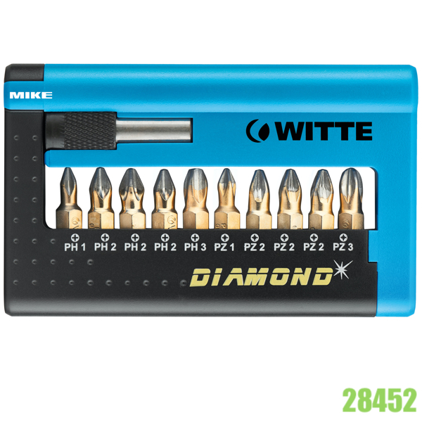 Bộ mũi vít kim cương 284x2, 11 chi tiết và đầu nối dài WITTE Germany
