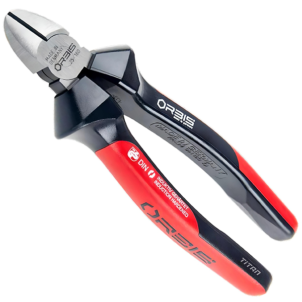 Kìm cắt cạnh 7 inch, mặt cạnh đen mặt bóng, cán đen - đỏ