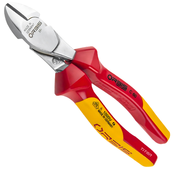 Kìm cắt cạnh 8 inch, mặt mạ crom bóng gương, cán đỏ vàng cách điện